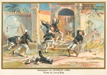 Soldats français capturant Kep, Tonkin, Guerre sino-française, 1884